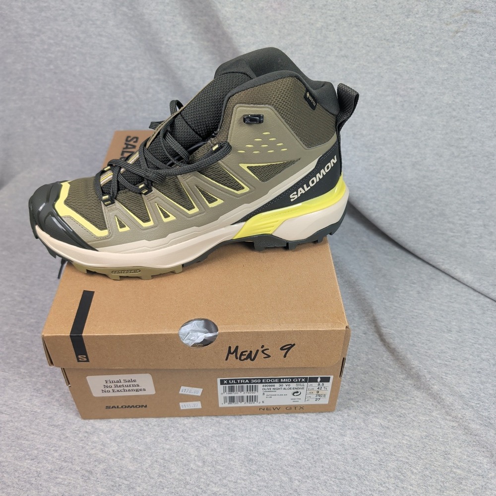 Salomon X Ultra 360 Edge Mid GTX Mens 9 Olive Night Hiking Boots 490986 30 V0